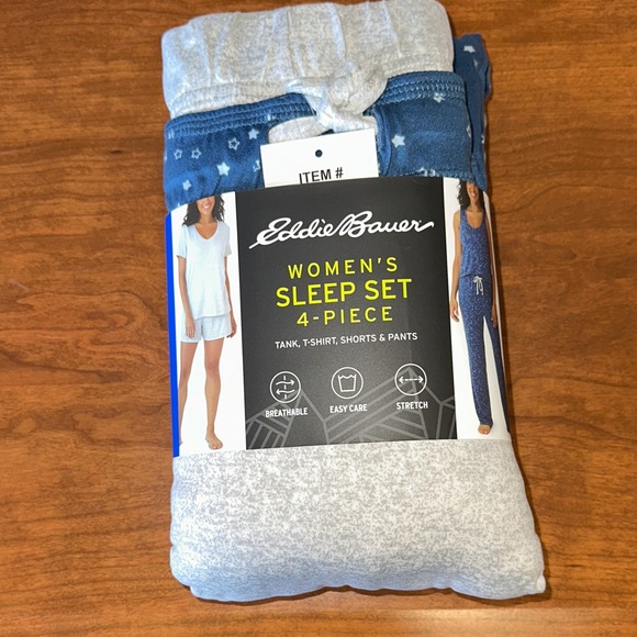 Eddie Bauer Other - Eddie Bauer Women's 4-Piece Sleep Set - Navy Star & Heather Gray NWT